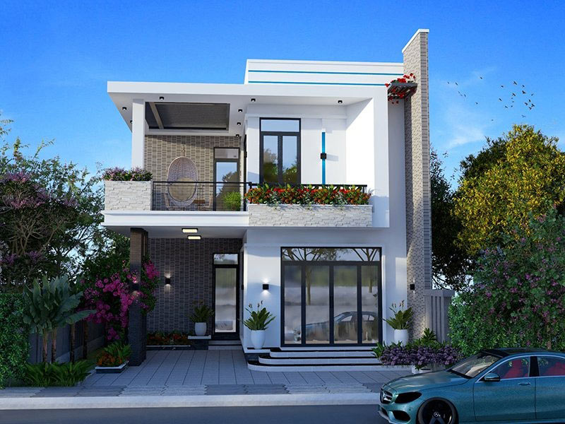 Thiết kế nhà chữ L 2 tầng 80m2 thiet ke nha chu l 2 tang 80m2