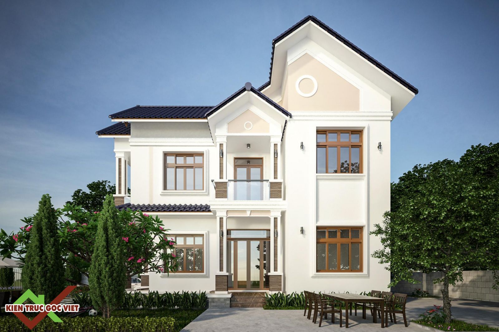 Mẫu mặt tiền 2 biệt thự hiện đại