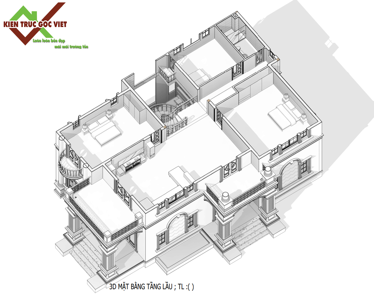 Mặt bằng kiến trúc 3d  nhà cấp 4