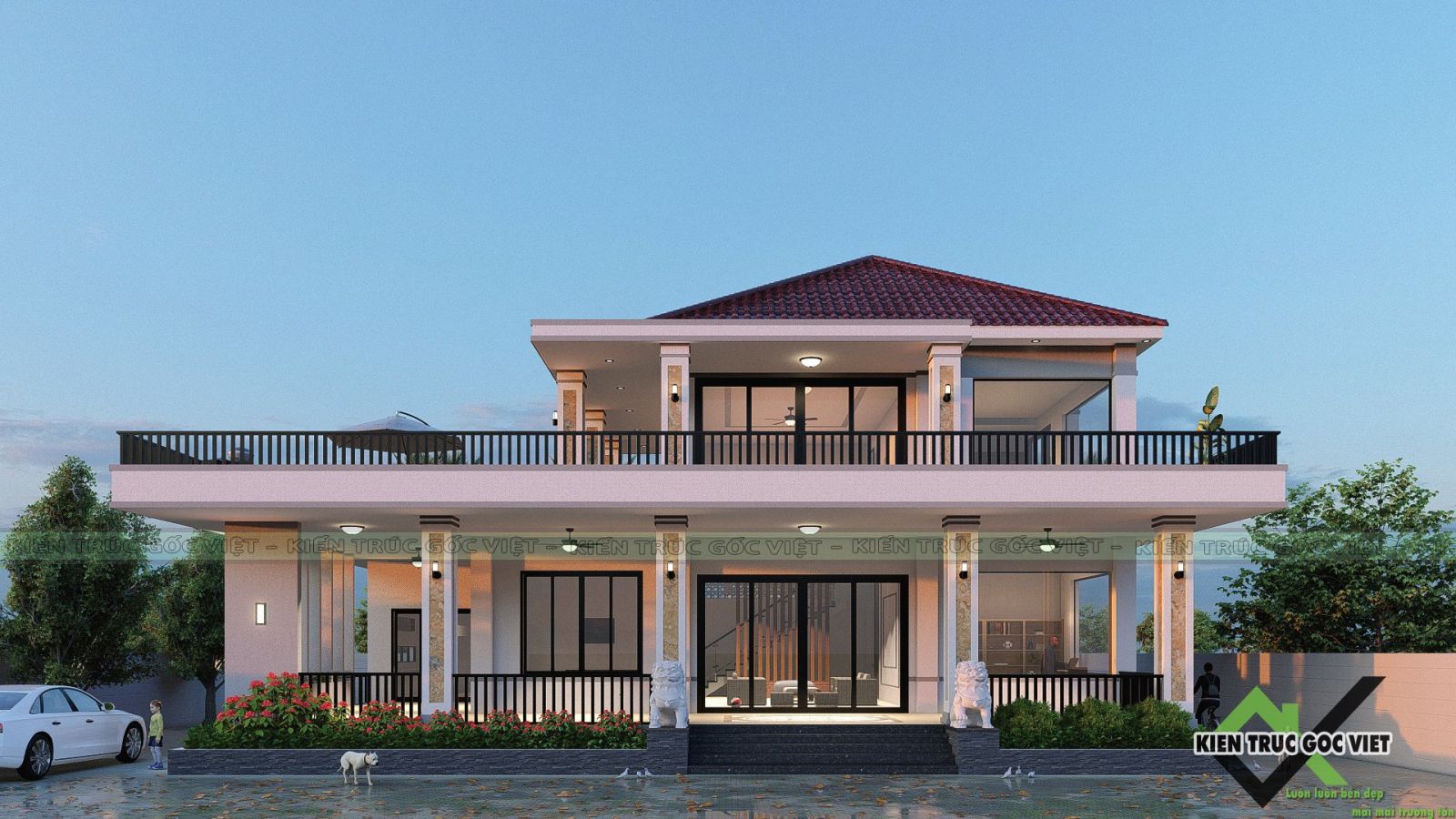 Phối cảnh mặt tiền biệt thự vườn