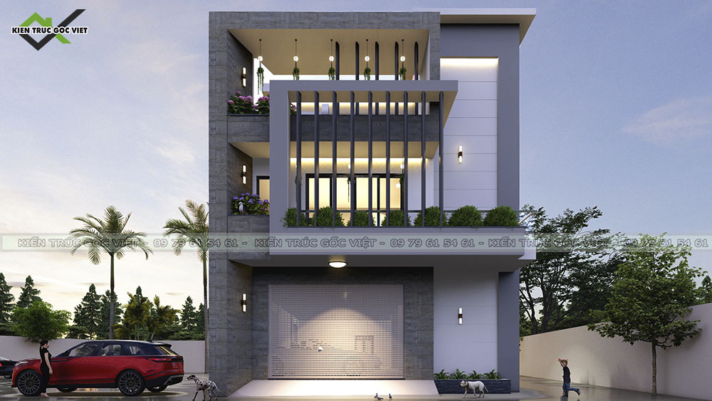 Phối cảnh mặt tiền chính hướng Tây 