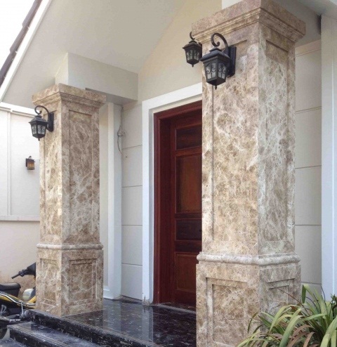 thi công ốp lát đá hoa cương trụ trang trí 