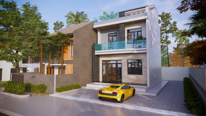 Mẫu thiết kế nhà ống 2 tầng hiện đại đầy đủ công năng