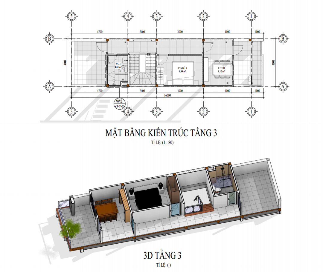 Mặt bằng tầng 3 4x16