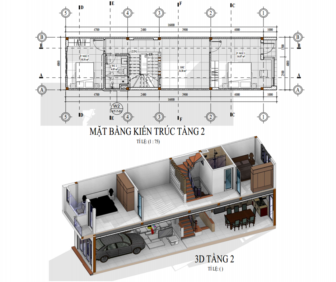 Mặt bằng tầng lầu 4x16