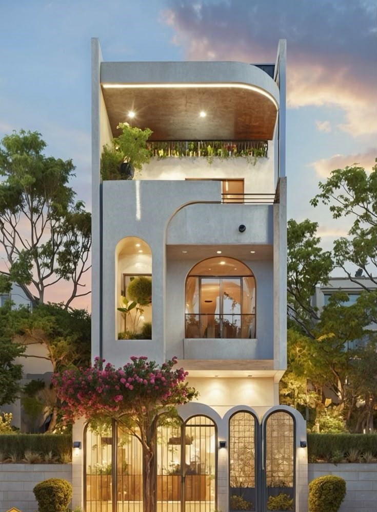 mẫu nhà phố với mặt tiền thanh thoát 