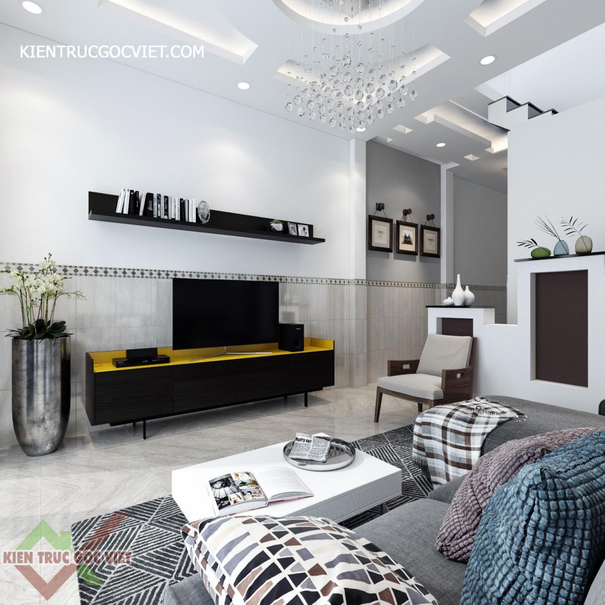 phối cảnh nội thất 3d phòng khách 