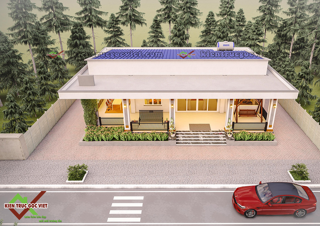 Phối cảnh mặt tiền view trên xuống 