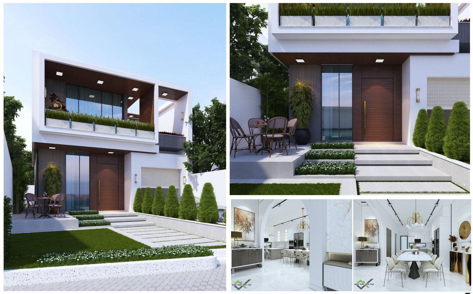 Phối cảnh tổng thể mặt tiền và cổng 