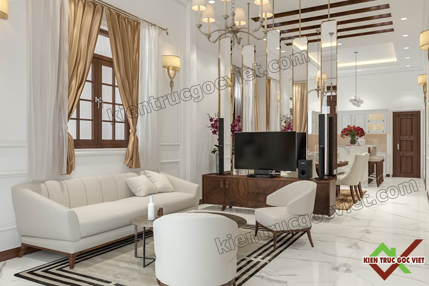 Thiết kế nội thất phòng khách cực đẹp ở Thủ Đức 