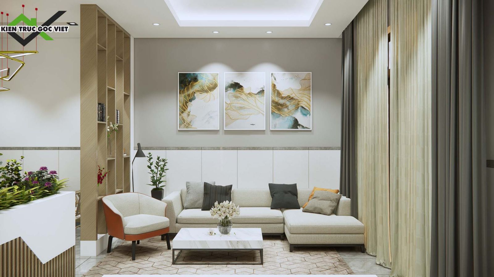 Nội thất nhà phố 2 tầng 4,8 x 12,5m 
