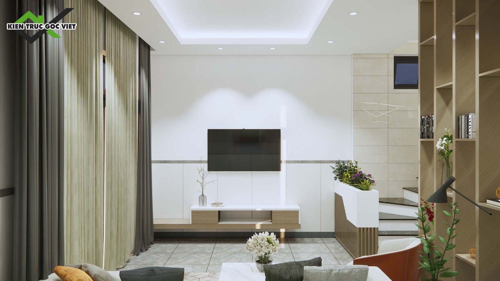 Nội thất nhà phố 2 tầng 4,8 x 12,5m 
