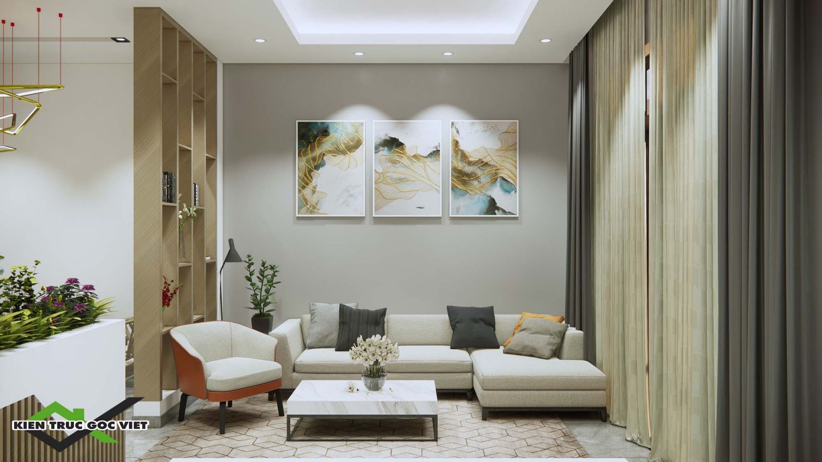 Thiết kế phối cảnh phòng khách căn nhà 
